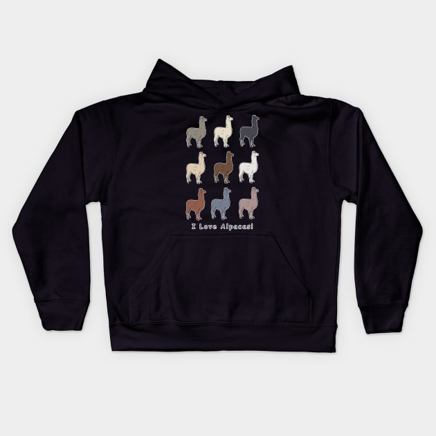 I Love Alpacas Kids Hoodie by RockettGraph1cs